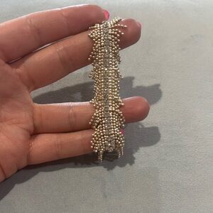Intricate Silver Mesh Bracelet with Vintage Charm